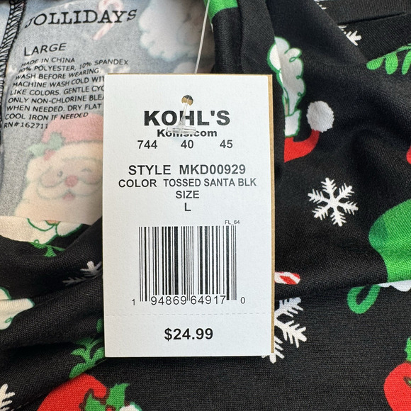 Jollidays Long Sleeve Mock Neck Dress Women's Size Large Santa Candy Canes - Picture 6 of 7